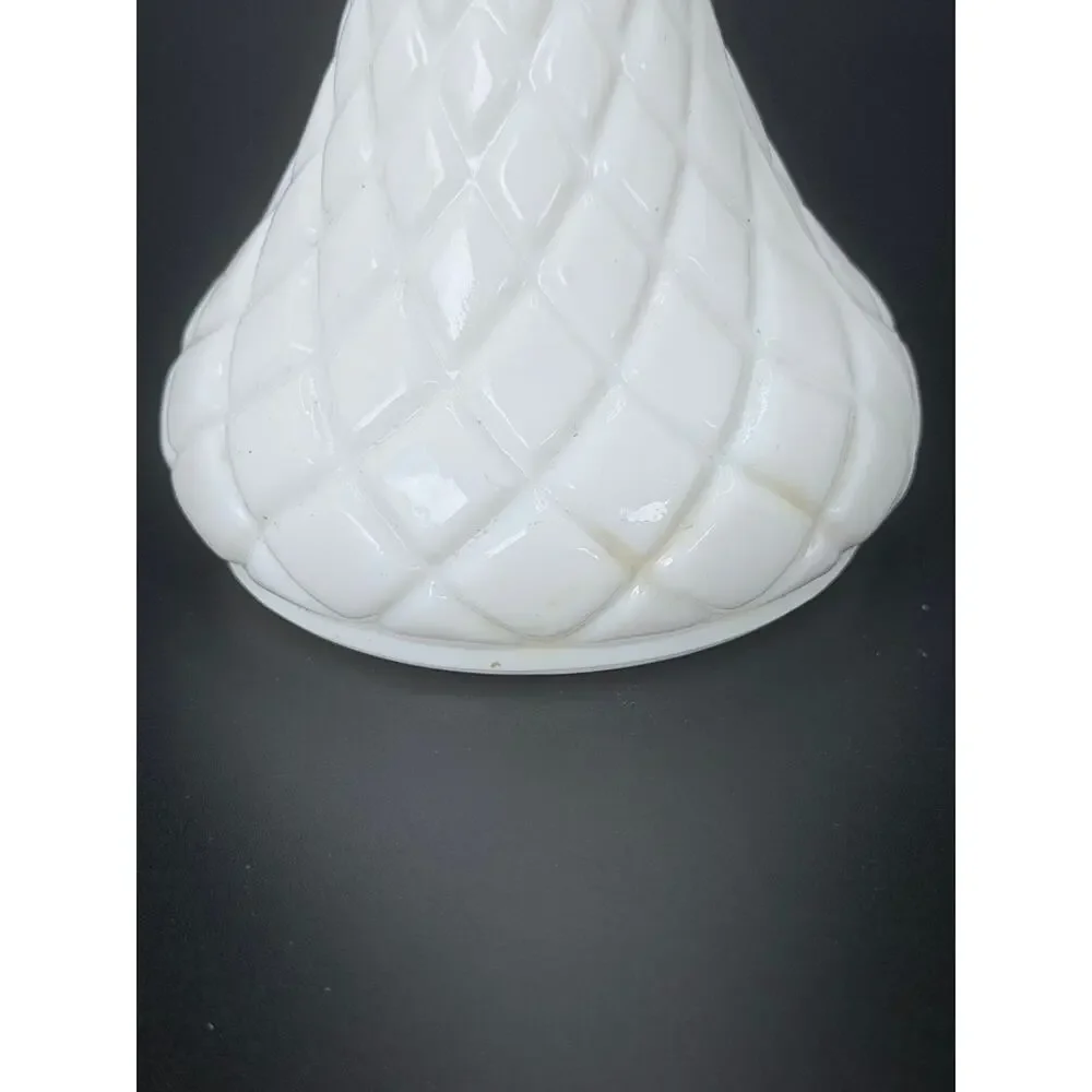 Vintage Hoosier Glass 4062 White Milk Glass Diamond Bud Vase 6 Inch MCM